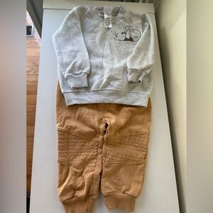 Winnie the Pooh neutrals matching sweatshirt and joggers 12mo